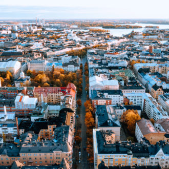 Aerial view of Helsinki.